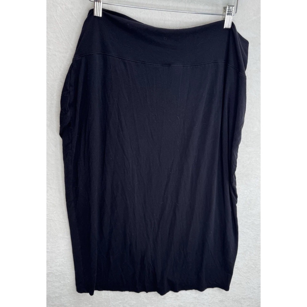Athleta Women's Release Midi Wrap Skirt in Black Modal Size 1X Plus Soft - Picture 5 of 8